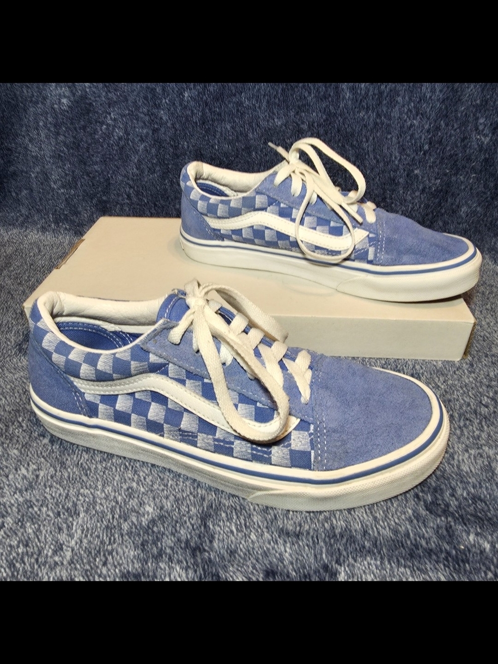 Vans Old Skool Checkerboard Shoes (True Blue)